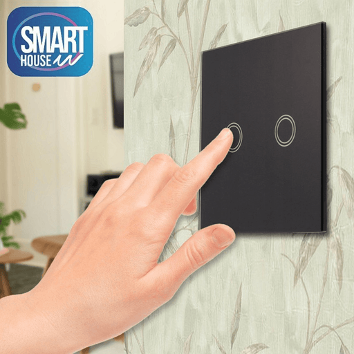 Intrerupator Touch Dublu Smart Negru Home Wifi Tuya - ledia.roIntrerupator Touch