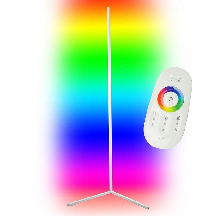 Lampa LED RGB pentru colt, 20W 140cm, cu telecomanda, culoare alb - ledia.roLampa de podea