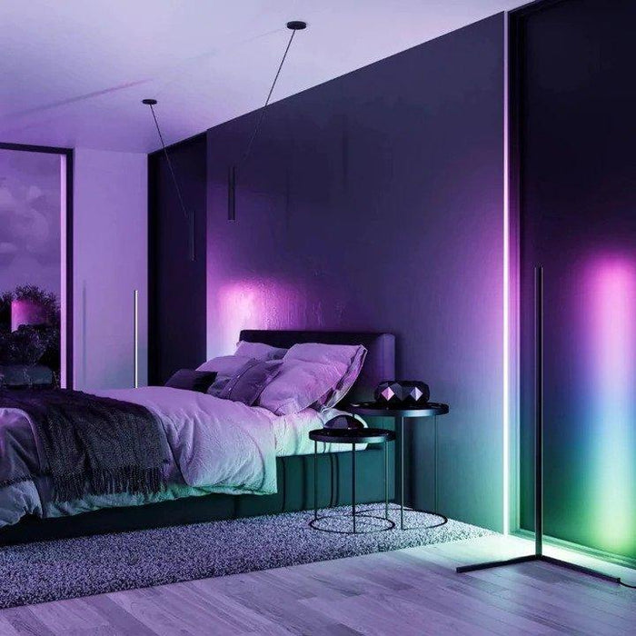 Lampa LED RGB pentru colt, 20W 140cm, cu telecomanda, culoare negru - ledia.roLampa de podea