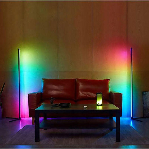 Lampa LED RGBW pentru colt, 20W 140cm, cu telecomanda, culoare negru - ledia.roLampa de podea