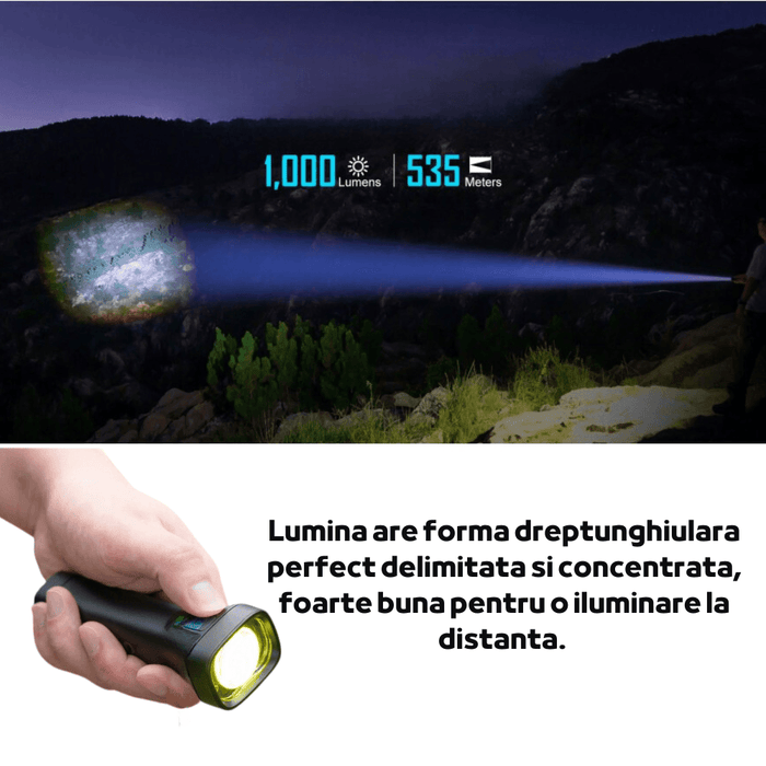 Lanterna cu led tip proiector, lanterna Olight Archer, iluminare 535m, lanterna tactica - ledia.ro