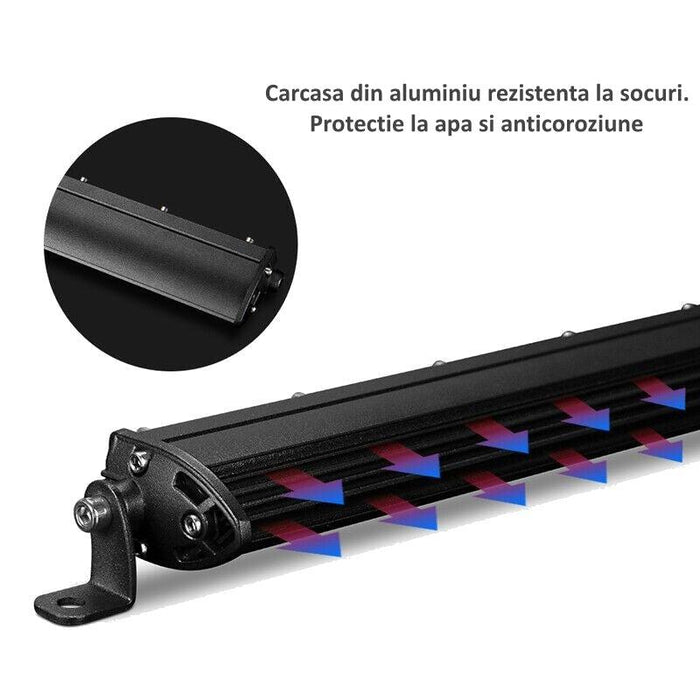 LED bar 144W, LED light bar, lumini LED bar, bare LED pentru mașini, bare luminoase LED, bara led cu doua faze, bara led 128cm,  ledia.ro