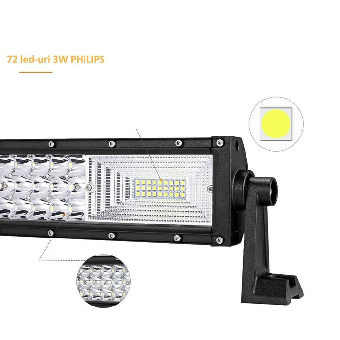 LED Bar auto curbat 216W/15.120lm, 34.2 cm, Combo Beam - ledia.roProiectoare dreptunghiulare