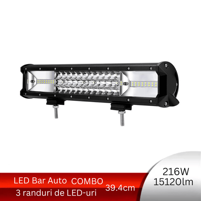 bara led auto, led bar auto combo, led bar auto 216w, ledbar 12-24v, bara led auto masini teren, bara led auto offroad, ledbar 15120lm, ledbar auto 39.4cm, ledia.ro