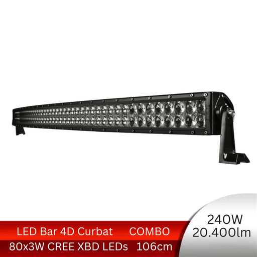 LED bar curbat, LED light bar, lumini LED bar, bare LED pentru mașini, bare luminoase LED, bara led combo, bara led 106cm, led bar 240w, ledia.ro