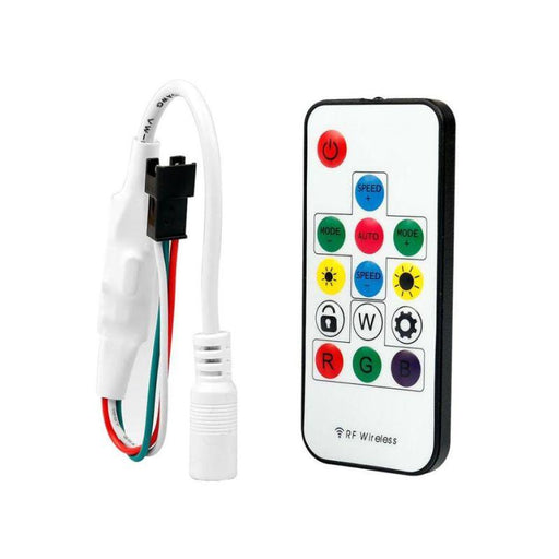 Mini Controler cu telecomanda RF 14 taste pentru benzi LED RGB Digitale - ledia.roController + Telecomanda