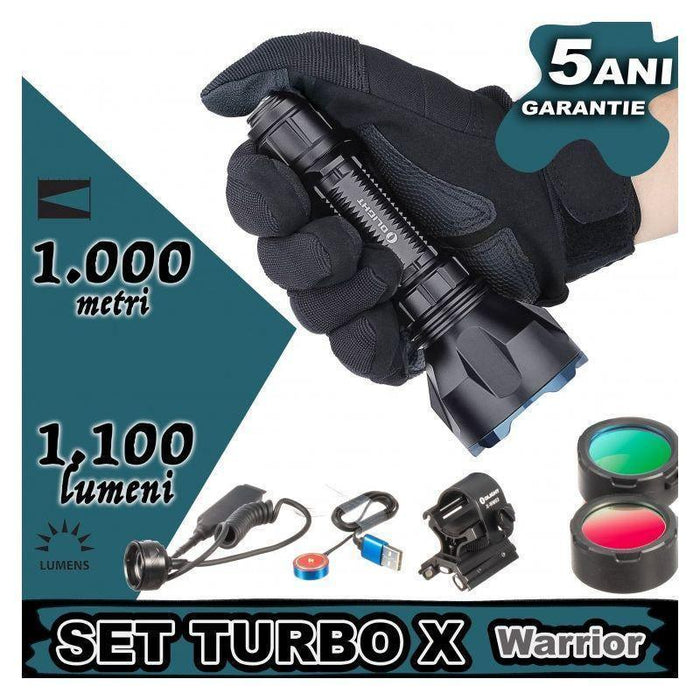 Lanterna Olight Warrior X Turbo cu sistem de vibrație pentru baterie
