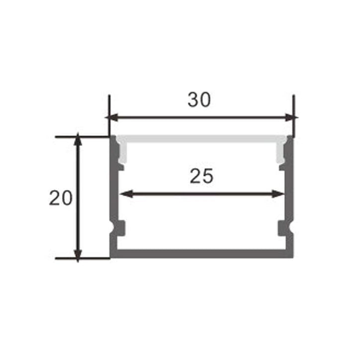 Profil aluminiu Rok, pentru banda LED, 20 x 30 mm, 2 m, alb - ledia.roProfile de suprafata