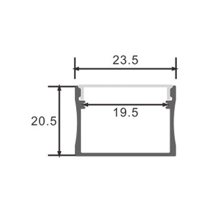 Profil aluminiu Sumo, pentru banda LED, 20.5 x 23.5 mm, 2 m - ledia.roProfile de suprafata