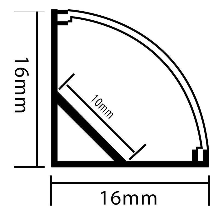 Profil banda LED Esquina L, de colt, aparent, 16 mm - 2 metri, negru - ledia.roProfile de colt