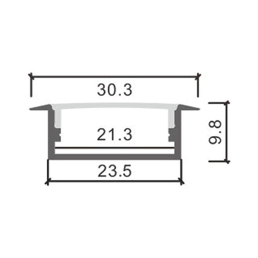 Profil din aluminiu pentru banda LED, 9.8 x 30.3 mm, 2 m, alb - ledia.roProfile incastrate