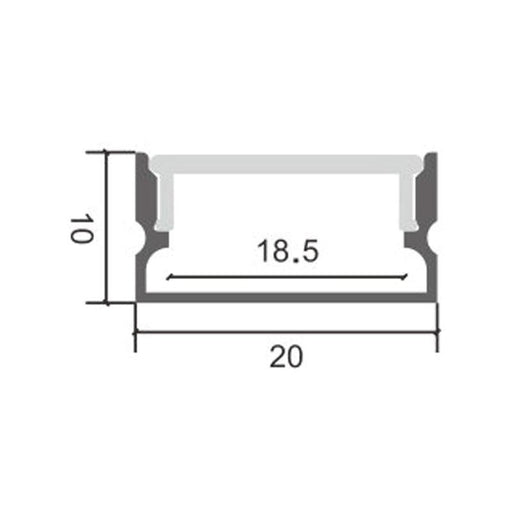 Profil din aluminiu Sino, pentru banda LED, 10 x 20 mm, 2 m - ledia.roProfile de suprafata