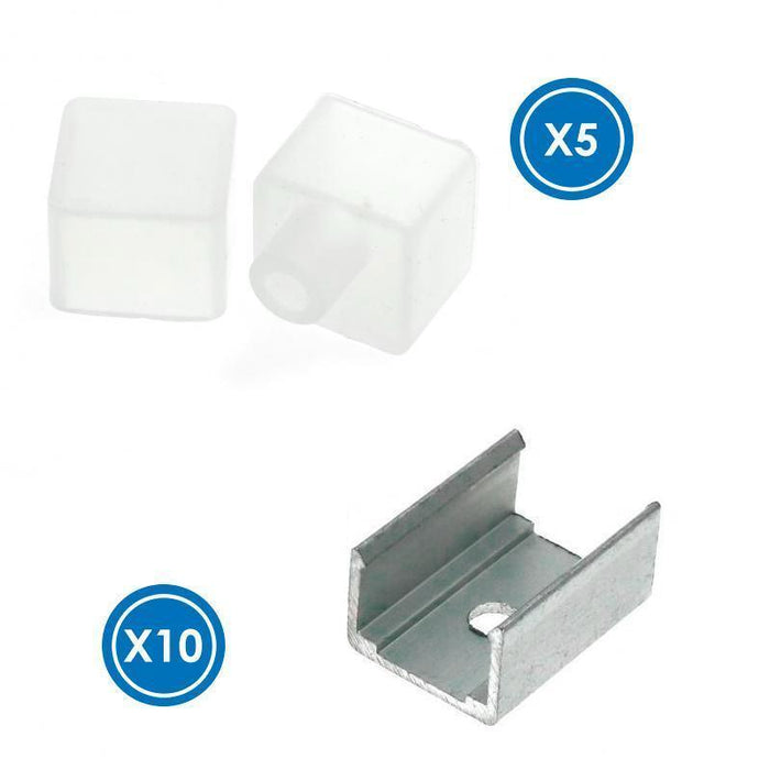 Profil flexibil Cube din silicon pentru banda LED, capete si cleme de fixare, 20 m - ledia.roProfile Silicon