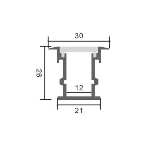 Profil LED de pardoseala Tih, aluminiu, 26 x 30 mm - 2 metri - ledia.roProfile de pardoseala