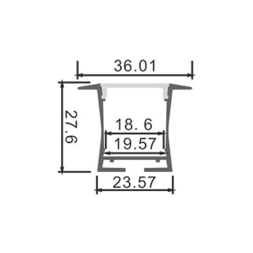Profil LED incastrat Bify, aluminiu, 27.6 x 36 mm, lungime 2 m - ledia.roProfile incastrate