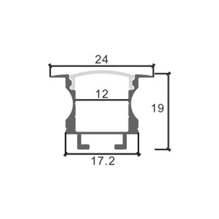 Profil LED incastrat din aluminiu, 19 x 24 mm, lungime 2 m - ledia.roProfile incastrate