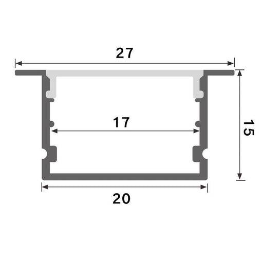 Profil LED incastrat Hev, aluminiu, 15 x 27 mm, lungime 2 m - ledia.roProfile incastrate