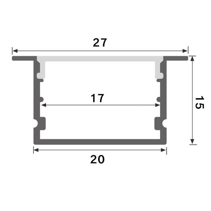 Profil LED incastrat Hev, aluminiu, 15 x 27 mm, lungime 2 m - ledia.roProfile incastrate