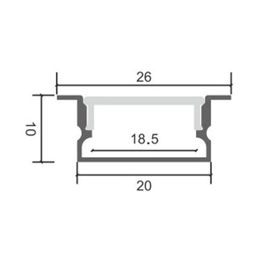 Profil LED incastrat Hieg, aluminiu, 10 x 26 mm, lungime 2 m - ledia.roProfile incastrate