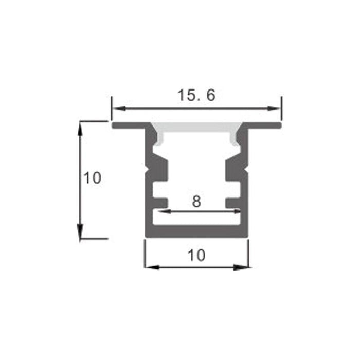 Profil LED incastrat Rate, aluminiu, 10 x 15.6 mm, lungime 2 m - ledia.roProfile incastrate