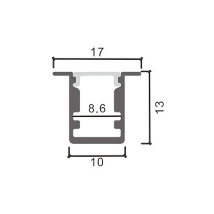 Profil LED incastrat Sor, aluminiu, 13 x 17 mm, lungime 2 m - ledia.roProfile incastrate