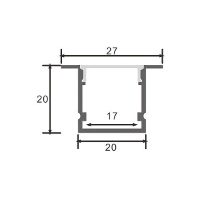 Profil LED incastrat Tramont, aluminiu, 20 x 27 mm, lungime 2 m - ledia.roProfile incastrate