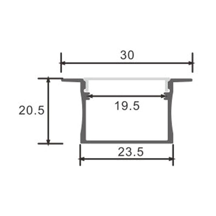 Profil LED incastrat Vilkad, aluminiu, 20.5 x 30 mm, lungime 2 m - ledia.roProfile incastrate