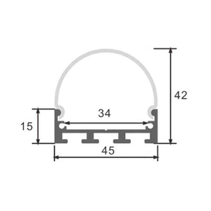 profil led aparent, profil led suspendat, profile aluminiu suspendate, profile aluminiu banda led, profil aluminiu Dedeman, profil aluminiu oval, profil montaj suspendat, profil aluminiu 42x45mm, ledia.ro