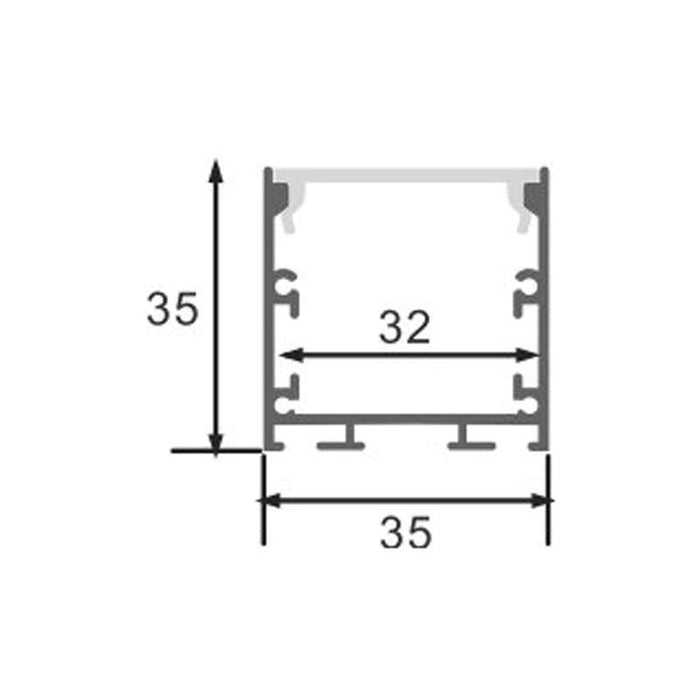 Profil LED suspendat Fate, din aluminiu, 35 x 35 mm, 2 metri - ledia.roProfile suspendate