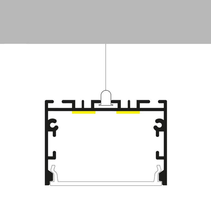 Profil LED suspendat Sixe, aluminiu, 32 x 50 mm, 2 metri, alb - ledia.roProfile suspendate