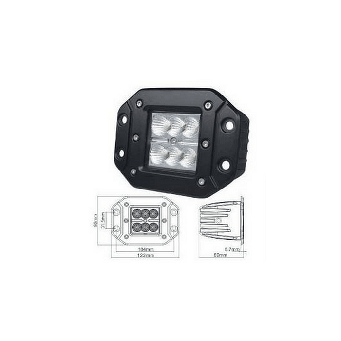 proiector auto dreptunghiular spot beam, proiector led auto 18w, proiectoare auto incastrabile, proiectoare off road, proiector offroad 12v-24v, proiectoare led camion, proiectoare suv, proiector 12v-24v auto, ledia.ro