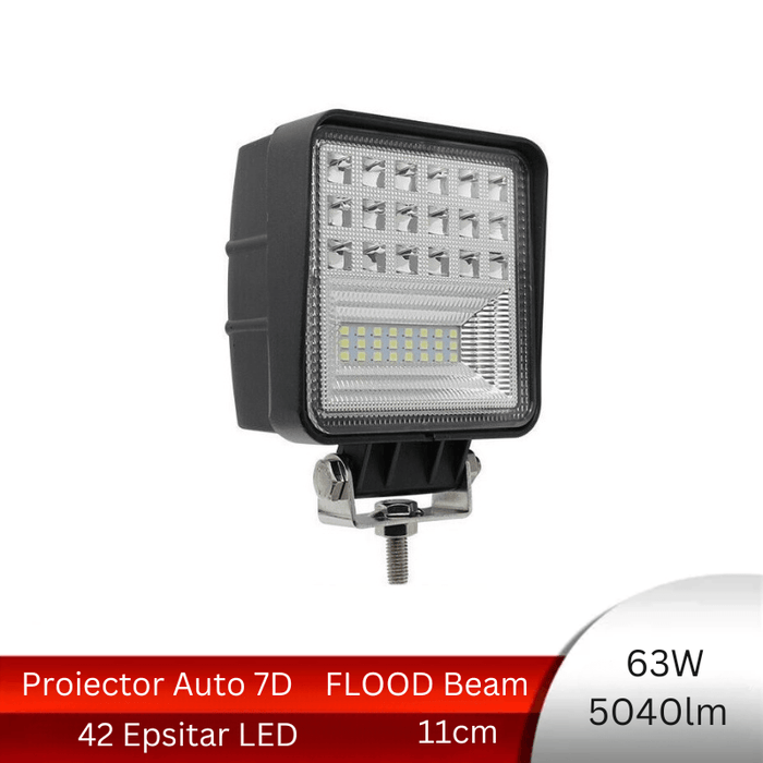 proiector auto patrat, proiector led auto 63w, proiectoare auto, proiectoare off road, proiector auto offroad 11cm, proiector offroad 12v-24v, proiectoare led camion, proiectoare suv, proiector 12v-24v auto, ledia.ro