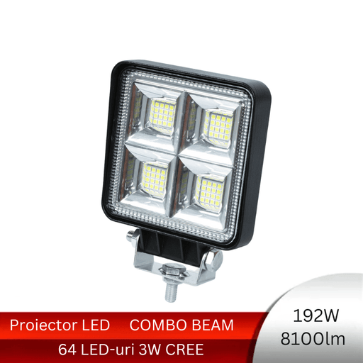 proiector offroad, proiector auto 192w, proiectoare led camion, proiectoare suv, proiector auto, proiectoare auto, proiectoare masini teren, proiector auto patrat, proiector auto combo, ledia.ro