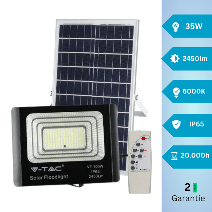Proiector cu panou solar si telecomanda 35W 6000K IP65 - ledia.roProiectoare cu Panou Solar