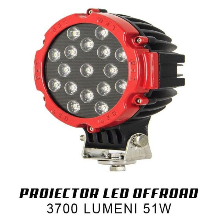 proiector auto rotund, proiector led auto rotund, proiectoare auto flood, proiectoare off road rotunde, proiectoare led off road, proiector led auto offroad 51w, proiector led rotund 12v, proiector led 24v camion, proiectoare led camion, proiectoare suv, proiector 12v auto