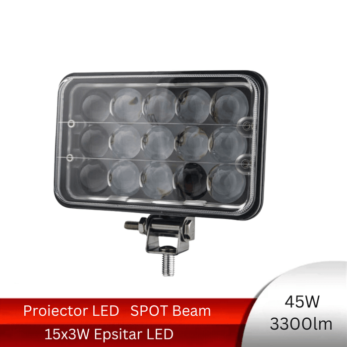 proiector offroad, proiector auto 45w, proiectoare led camion, proiectoare suv, proiector auto, proiectoare auto, proiectoare masini teren, proiector dreptunghiular, proiector auto cu doua faze, ledia.ro
