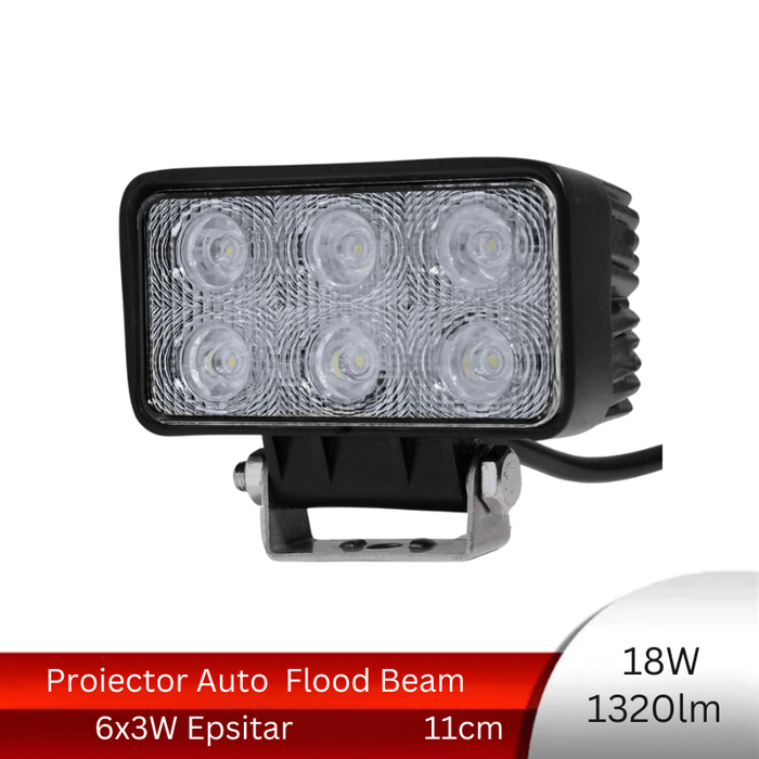 Proiector LED Auto Dreptunghiular, 18W/1320lm, Flood Beam 60° - ledia.roProiectoare dreptunghiulare
