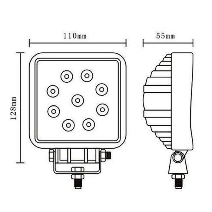 proiector auto patrat, proiector led auto 27w, proiectoare auto flood beam, proiectoare off road patrate, proiectoare off road, proiector auto offroad 12,8cm, proiector offroad 12v-24v, proiectoare camion, proiectoare suv, ledia.ro