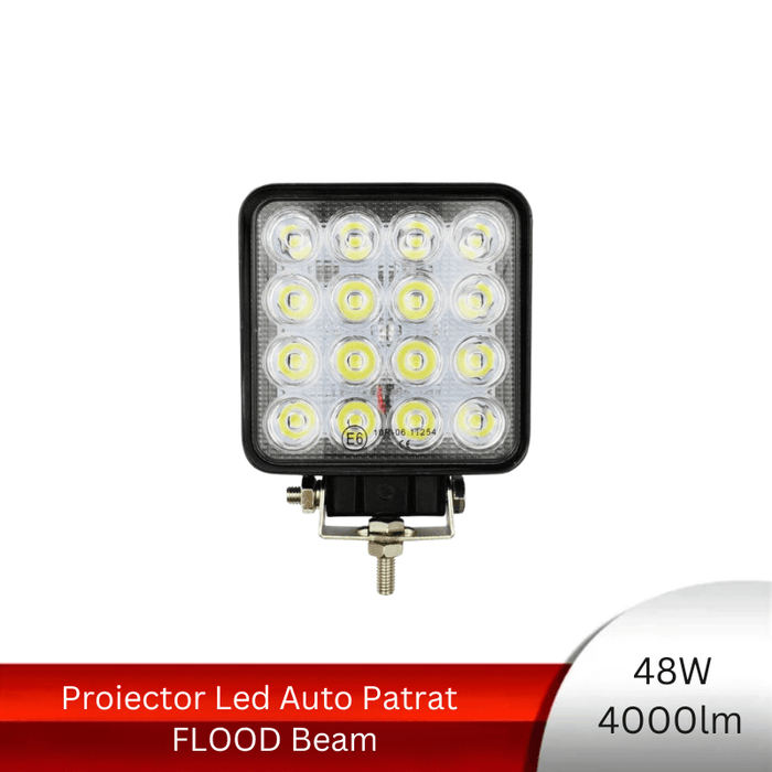 proiector offroad, proiector auto 48w, proiectoare led camion, proiectoare suv, proiector auto, proiectoare auto, proiectoare masini teren, proiector auto patrat, proiector auto flood beam, ledia.ro