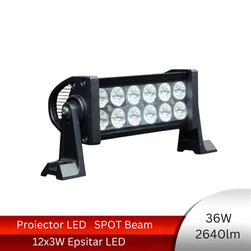 Proiector LED Bar Auto Offroad 36W/2640lm, Spot Beam - ledia.roProiectoare dreptunghiulare