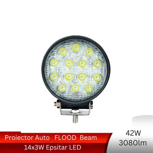 proiector offroad rotund, proiector auto 42w, proiectoare led camion, proiectoare suv, proiectoare auto, proiectoare masini teren, proiector auto rotund, proiector auto flood beam, ledia.ro